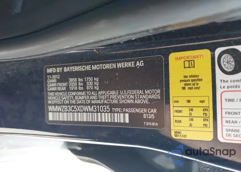 2013 Mini Countryman Cooper из США, поврежденный, VIN WMWZB3C5XDWM31035